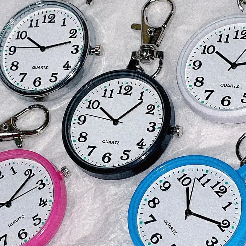 Portable Quartz Nurse Pocket Watch with Secure Keyring