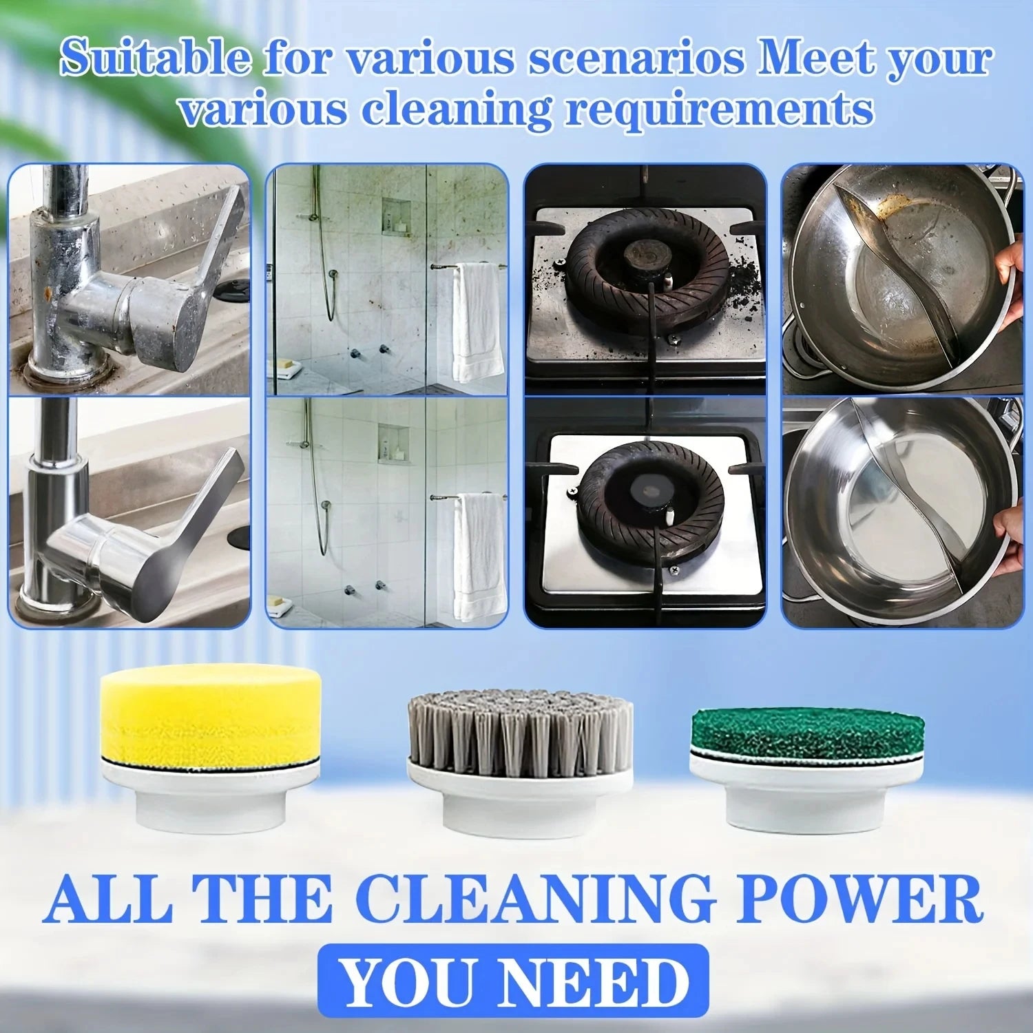 Electric Power Spin Scrubber with 5 Replaceable Brush Heads - 12
