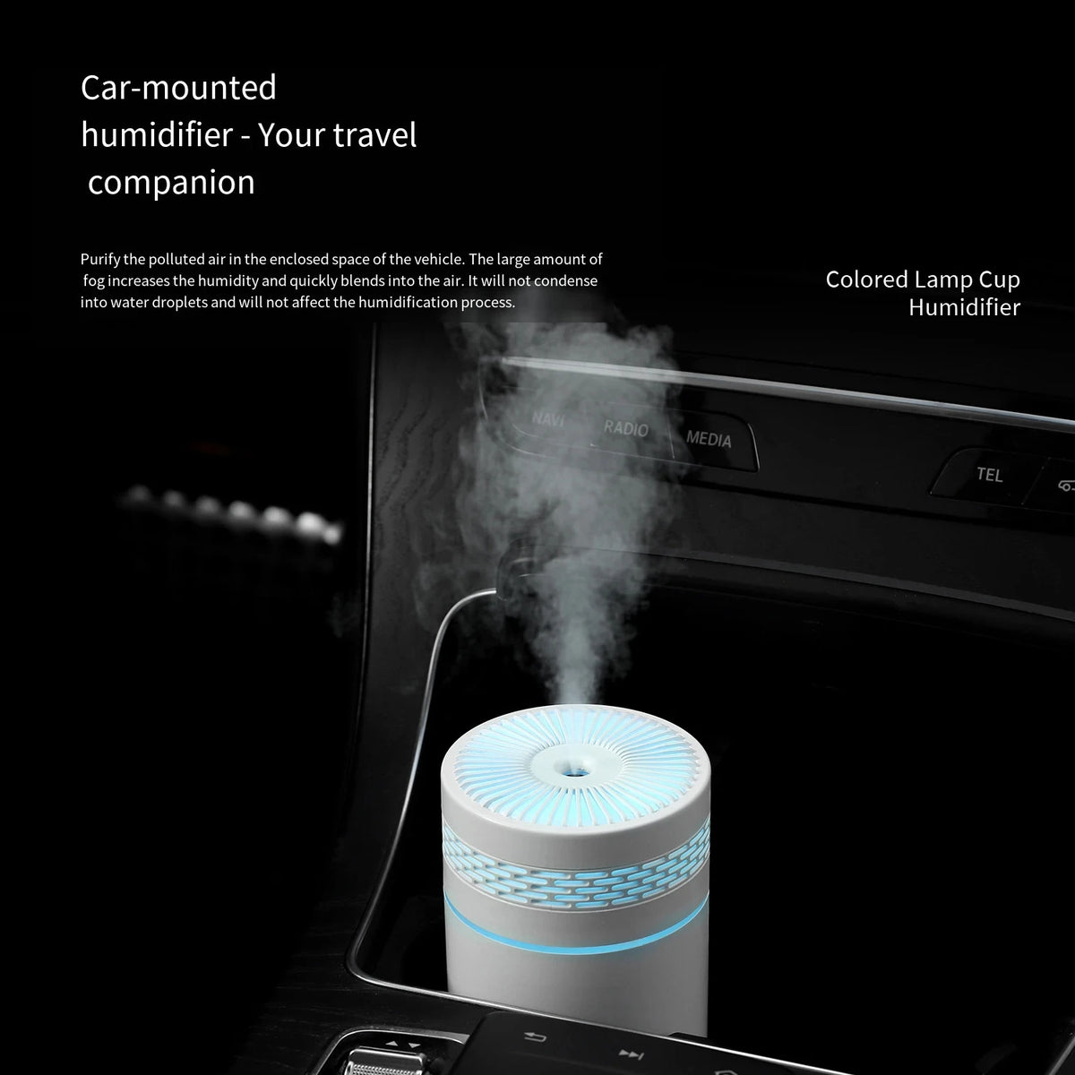 Portable Mini LED Car and Desk Humidifier