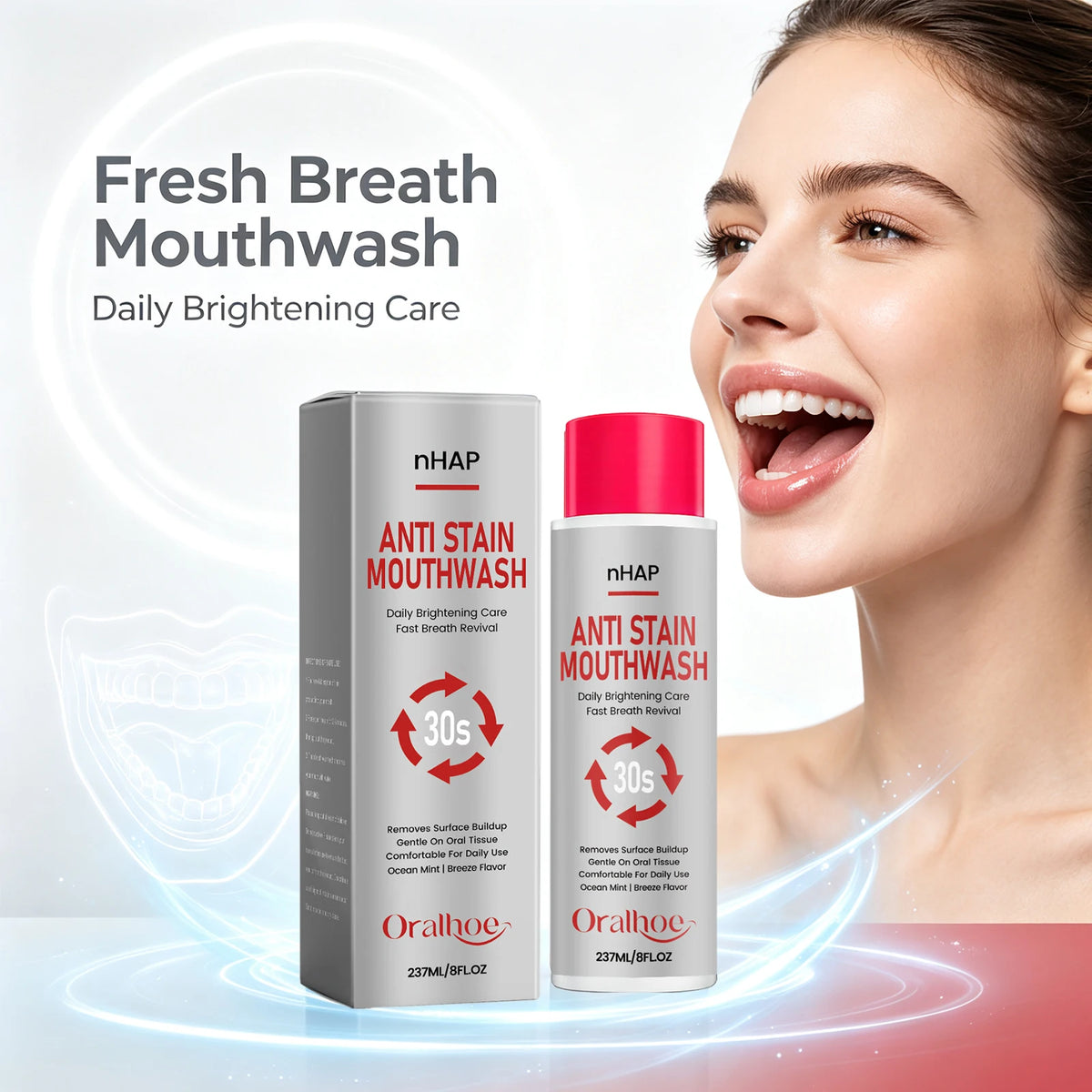 Anti-Stain Teeth Whitening Mouthwash for Fresh Breath