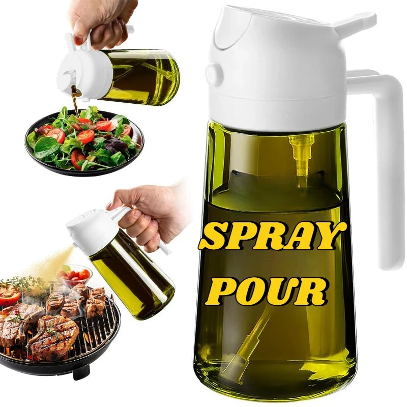 2-in-1 Dual Action Oil Spray and Pour Dispenser for Cooking
