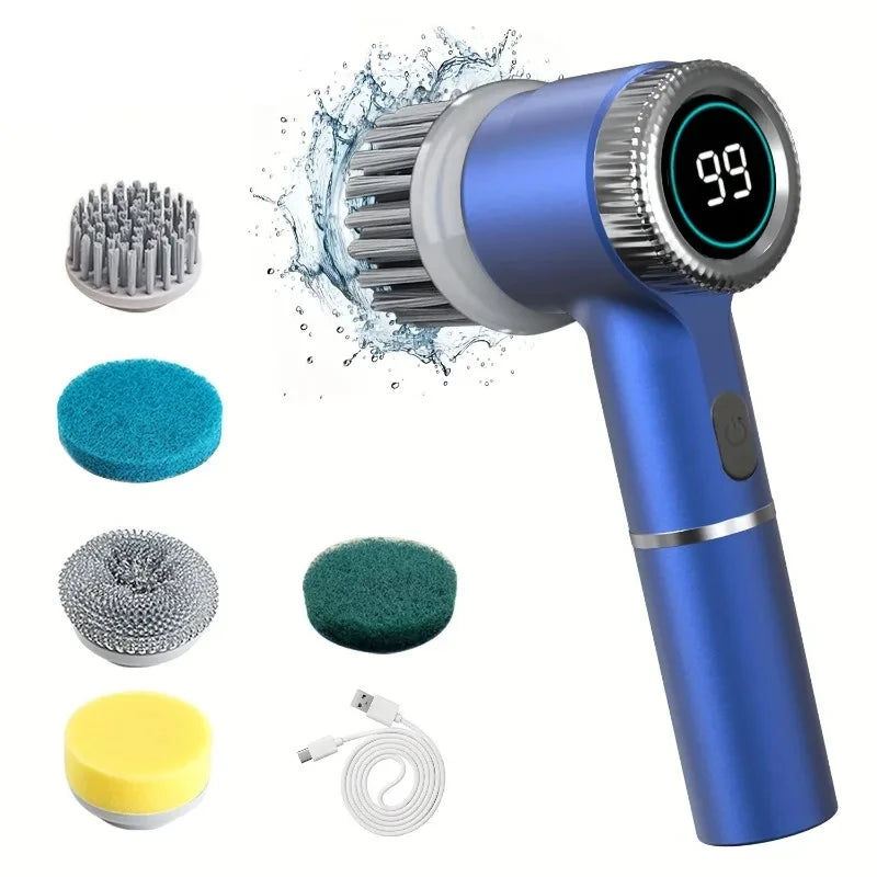 Electric Power Spin Scrubber with 5 Replaceable Brush Heads