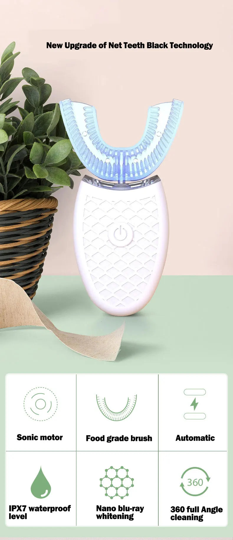 360-Degree U-Shaped Automatic Sonic Electric Toothbrush