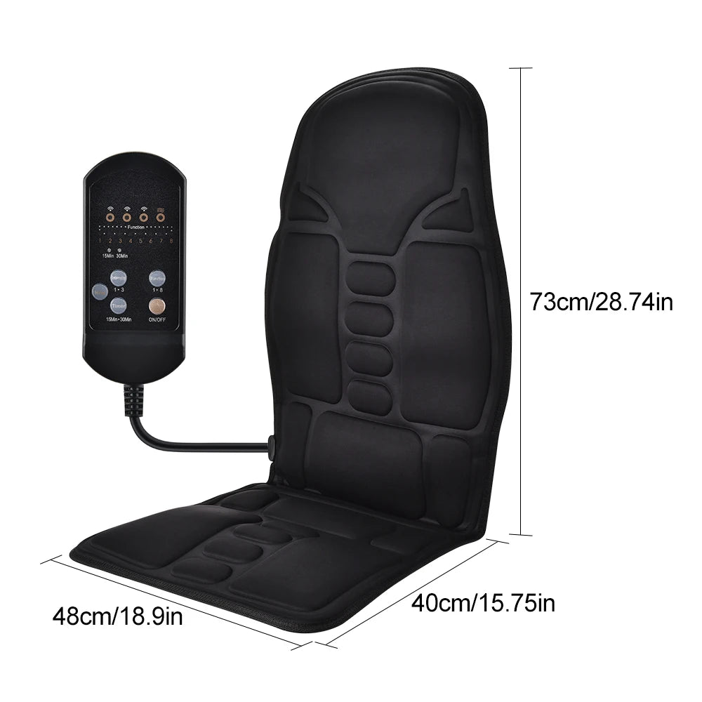 Full-Body Electric Heated Massage Chair Cushion for Home and Car