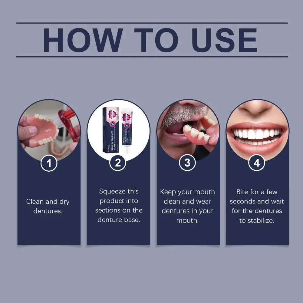 Strong Hold Denture Adhesive Cream for Full and Partial Dentures - 3