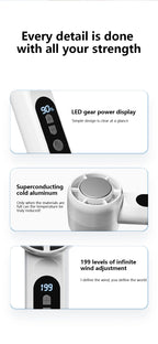 Rechargeable Handheld Turbo Fan with Ice Cooling Technology