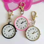 Portable Quartz Nurse Pocket Watch with Secure Keyring