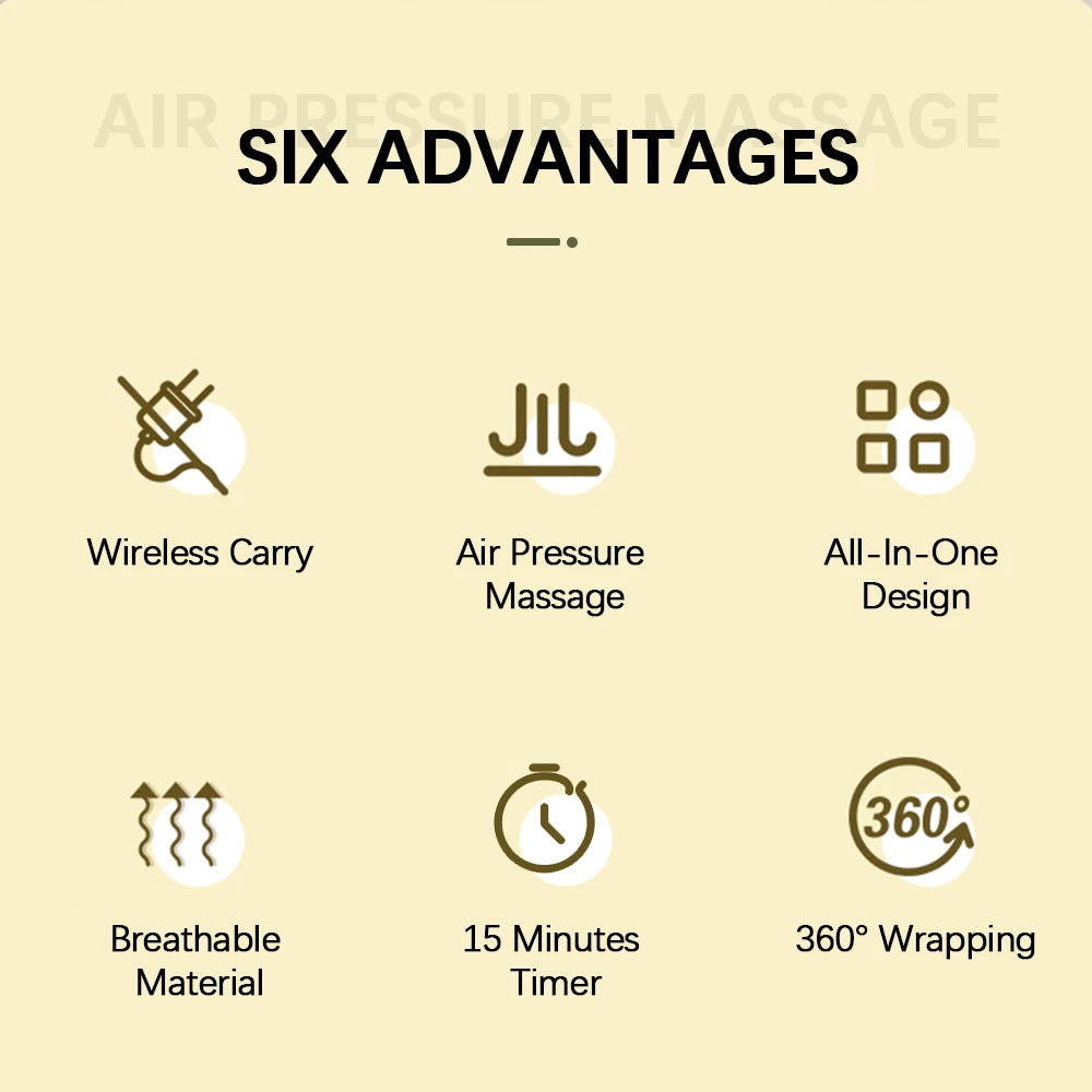 Wireless Air Compression Leg and Calf Massager for Muscle Recovery