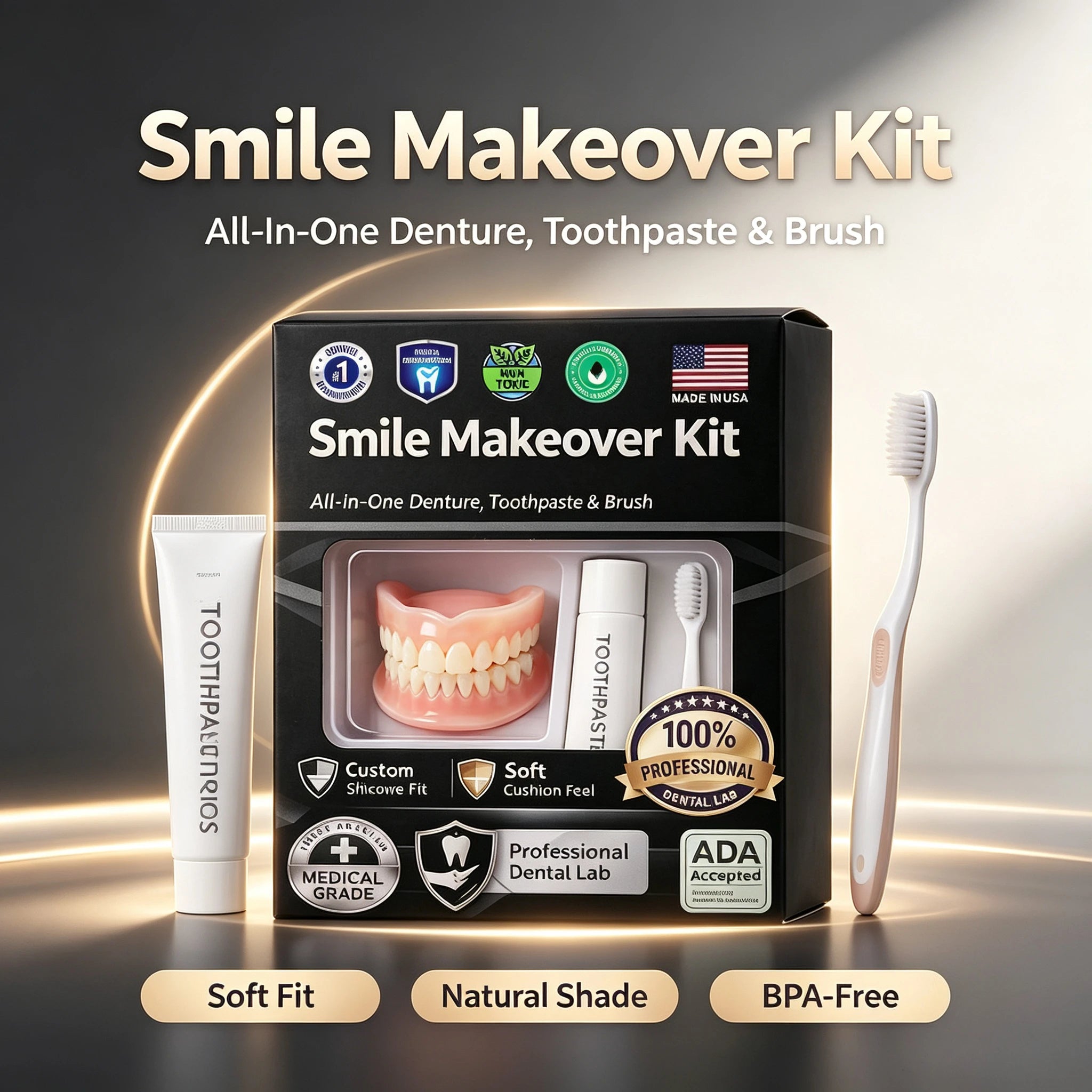 Moldable Silicone Instant Smile Denture Set - 6