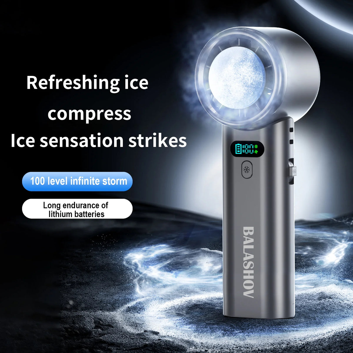 Portable Handheld Ice Cooling Fan with Adjustable Speed