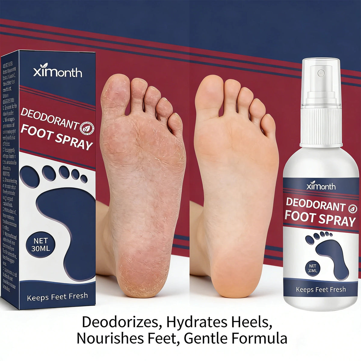 Refreshing Deodorizing Foot Spray for Odor Removal and Dry Skin