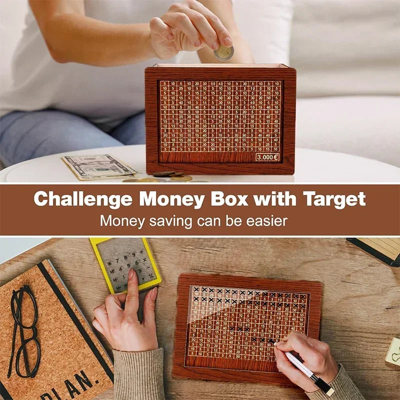 Wooden Money Saving Challenge Box for Cash - 8