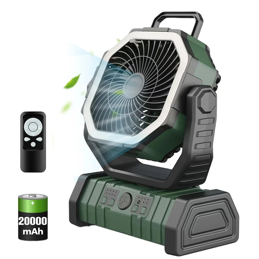 Portable LED Camping Fan with 20000mAh Battery and Remote - 20