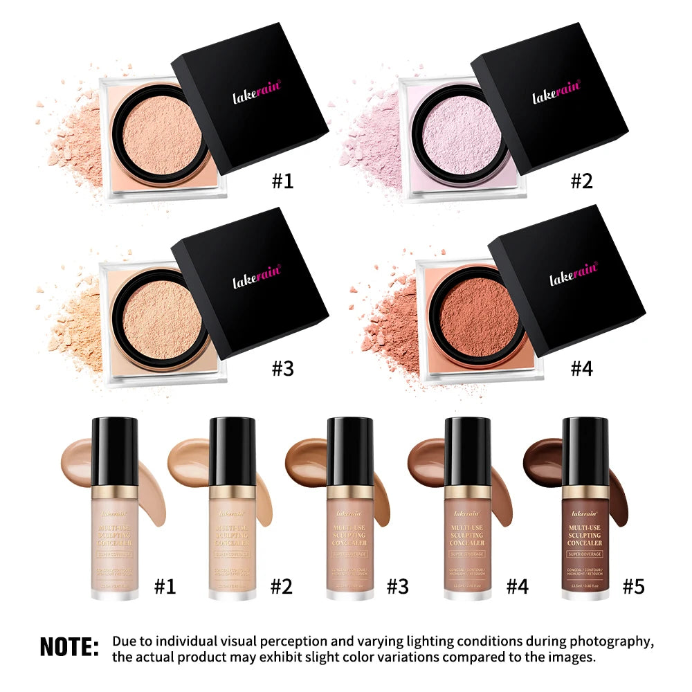 Matte Face Concealer and Setting Powder Makeup Set - 5