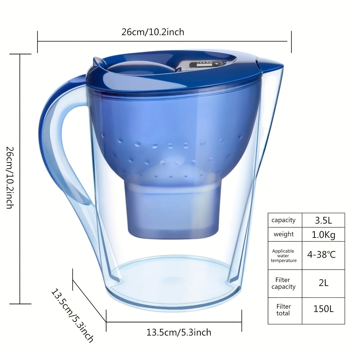 3.5L Alkaline Water Purifier Pitcher with Filter - 6