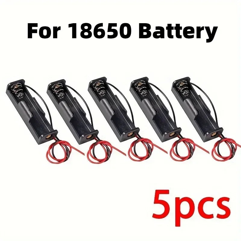 5-Pack 18650 Battery Holder Case with Wire Leads