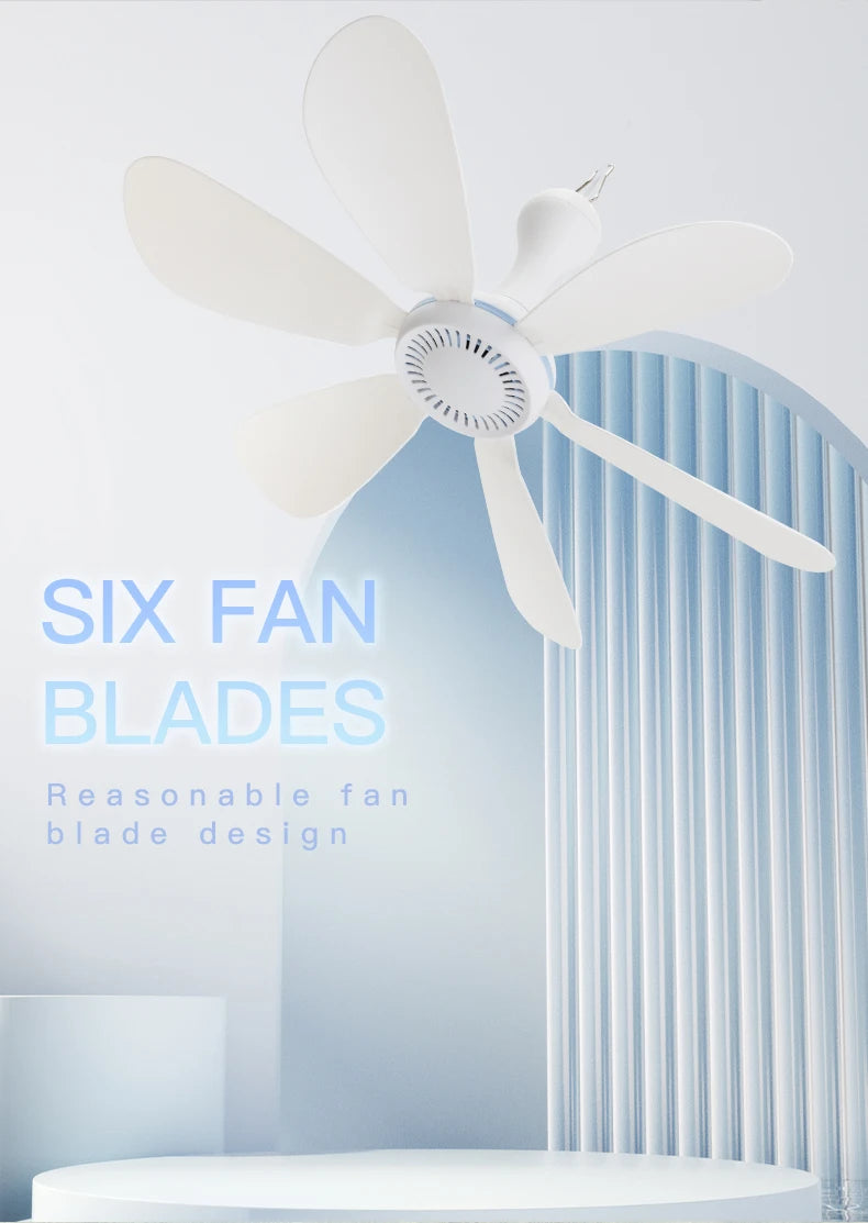 Portable USB Hanging Ceiling Fan for Camping and Dorms