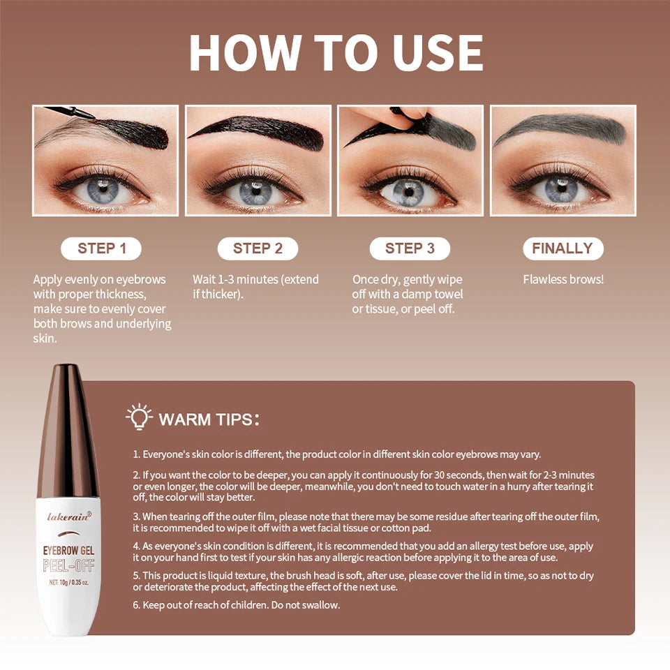 Waterproof Peel-Off Eyebrow Tint Gel - 16
