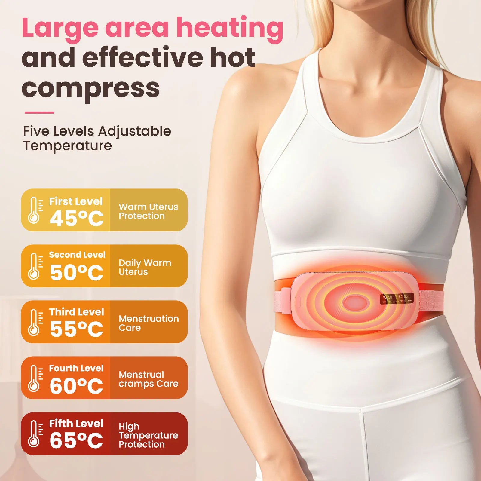 Cordless Menstrual Heating Pad with Vibration Massage - 4