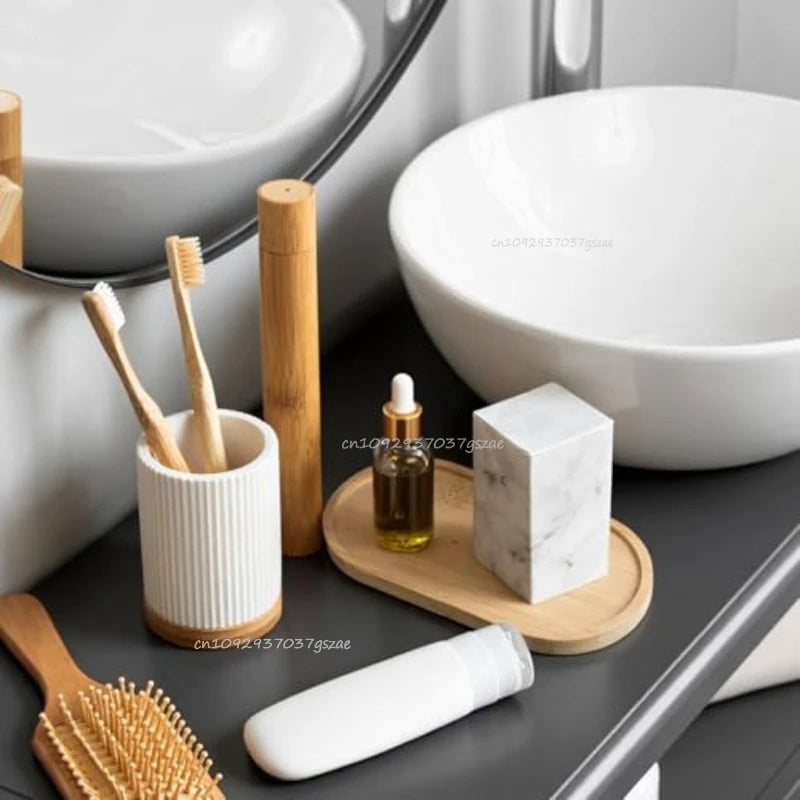 Multifunctional Bamboo Oval Tray Set - 4