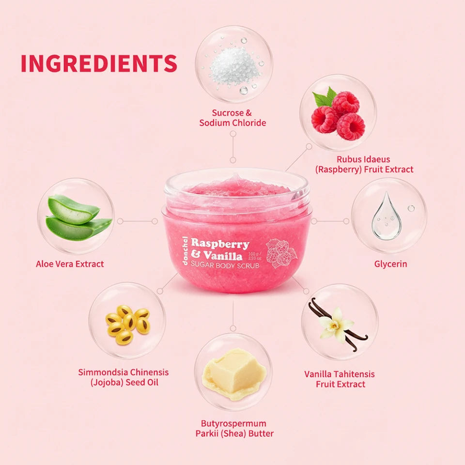 Raspberry Vanilla Sugar Body Scrub for Smooth Glowing Skin - 13