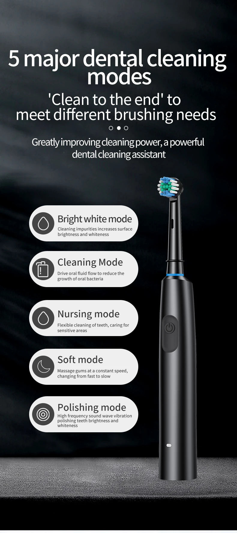 Rechargeable Electric Toothbrush with 8 Replacement Heads