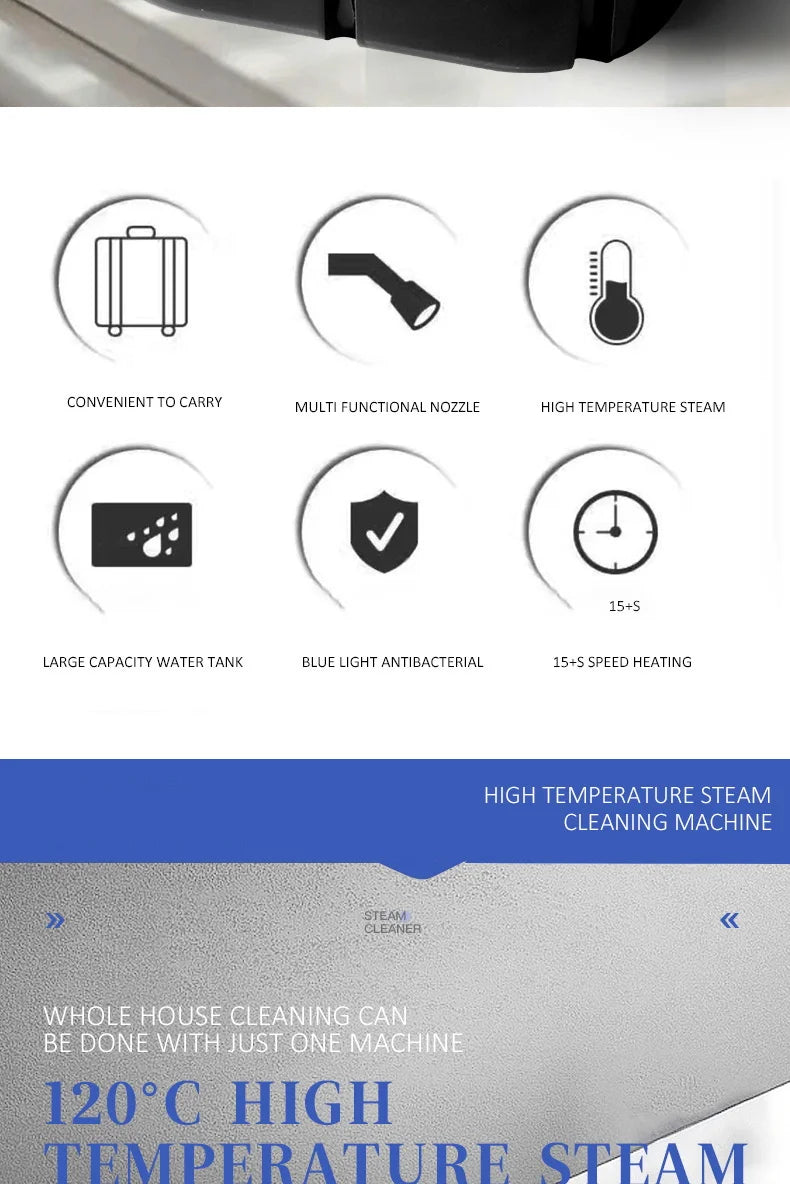 High-Pressure Handheld Steam Cleaner for Home and Car - 9