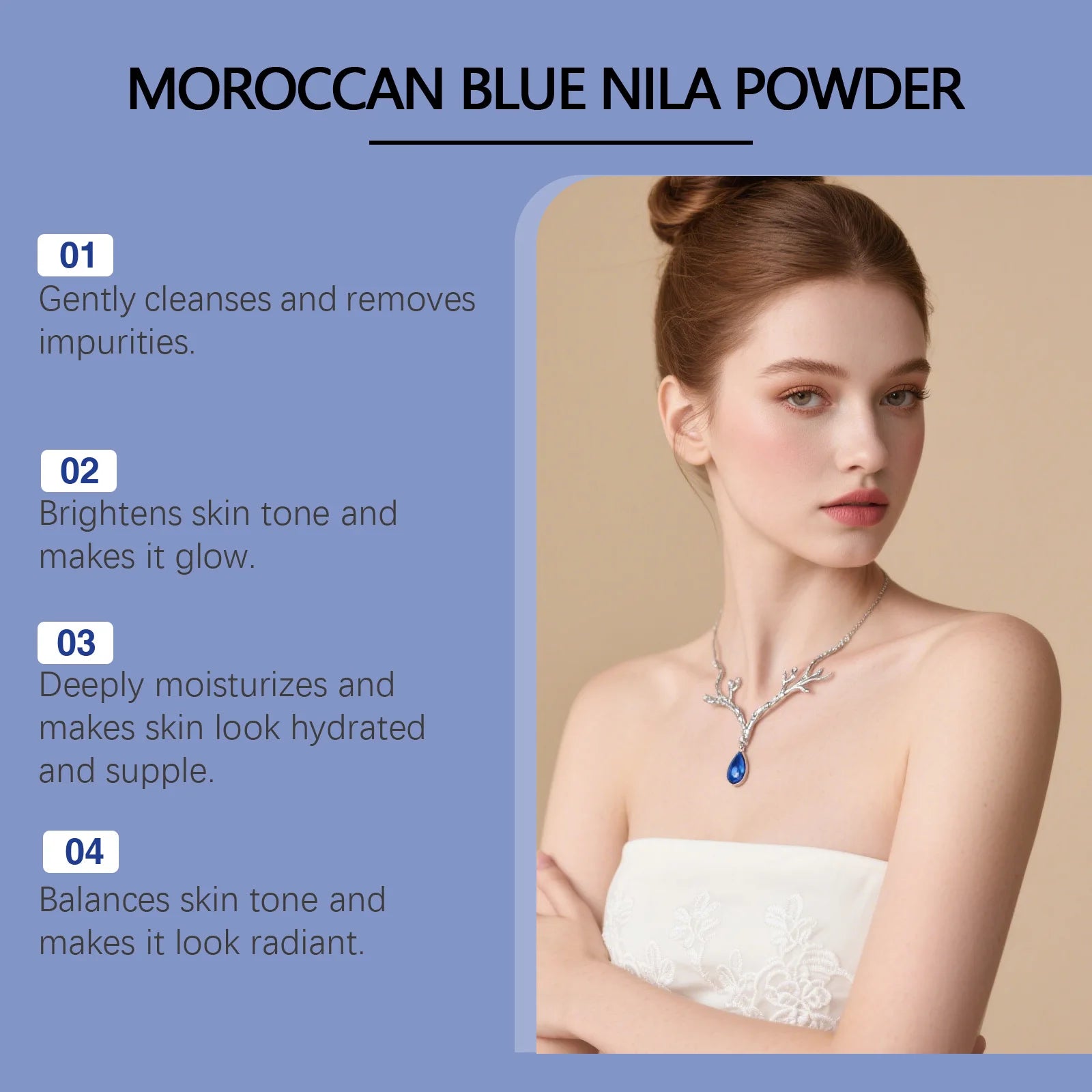 Moroccan Blue Nila Face Mask Powder for Brightening and Exfoliation - 10