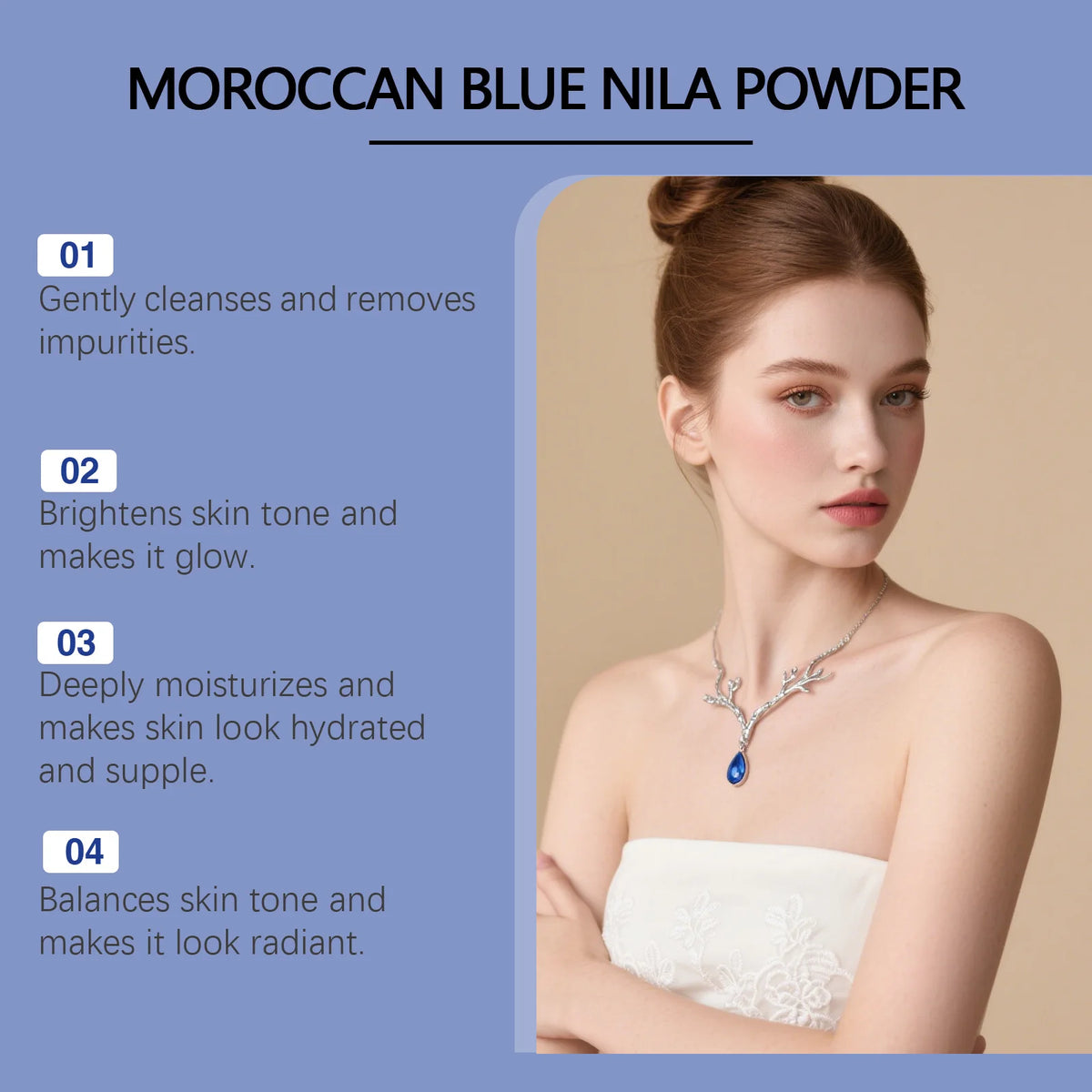 Moroccan Blue Nila Face Mask Powder for Brightening and Exfoliation