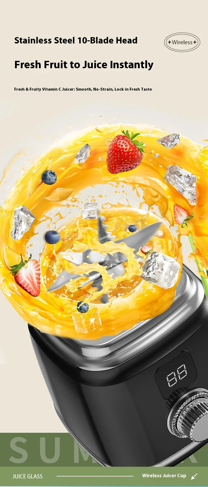 Portable Rechargeable High-Speed Electric Kitchen Blender