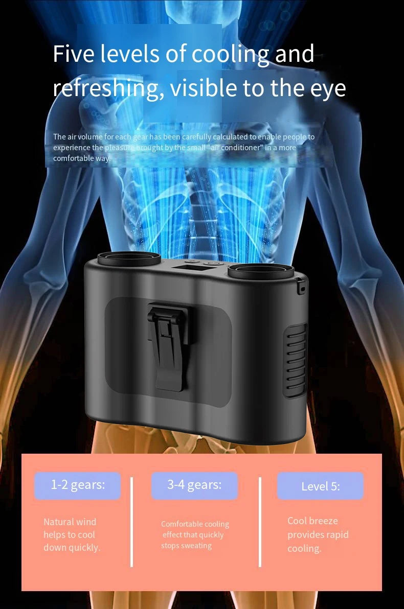 Portable Hands-Free Waist Clip Fan for Outdoor Cooling