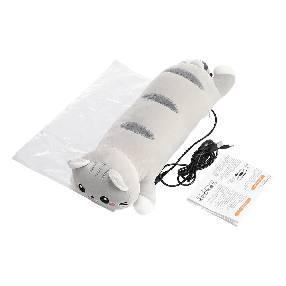 USB Heated Cat Plush Pillow for Period Cramps and Pain Relief