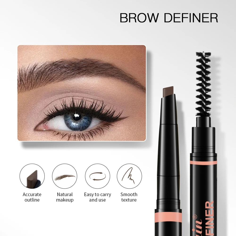Waterproof Triangular Tip Eyebrow Pencil with Grooming Brush - 3
