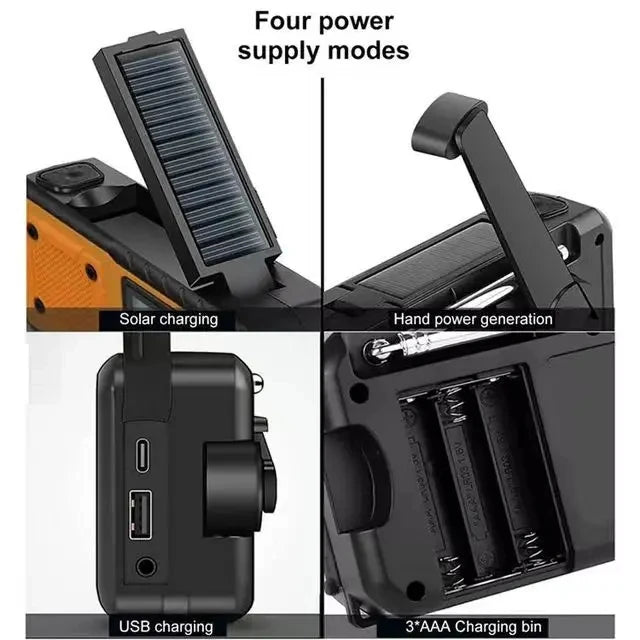 Portable Emergency Solar Hand Crank Radio with Power Bank