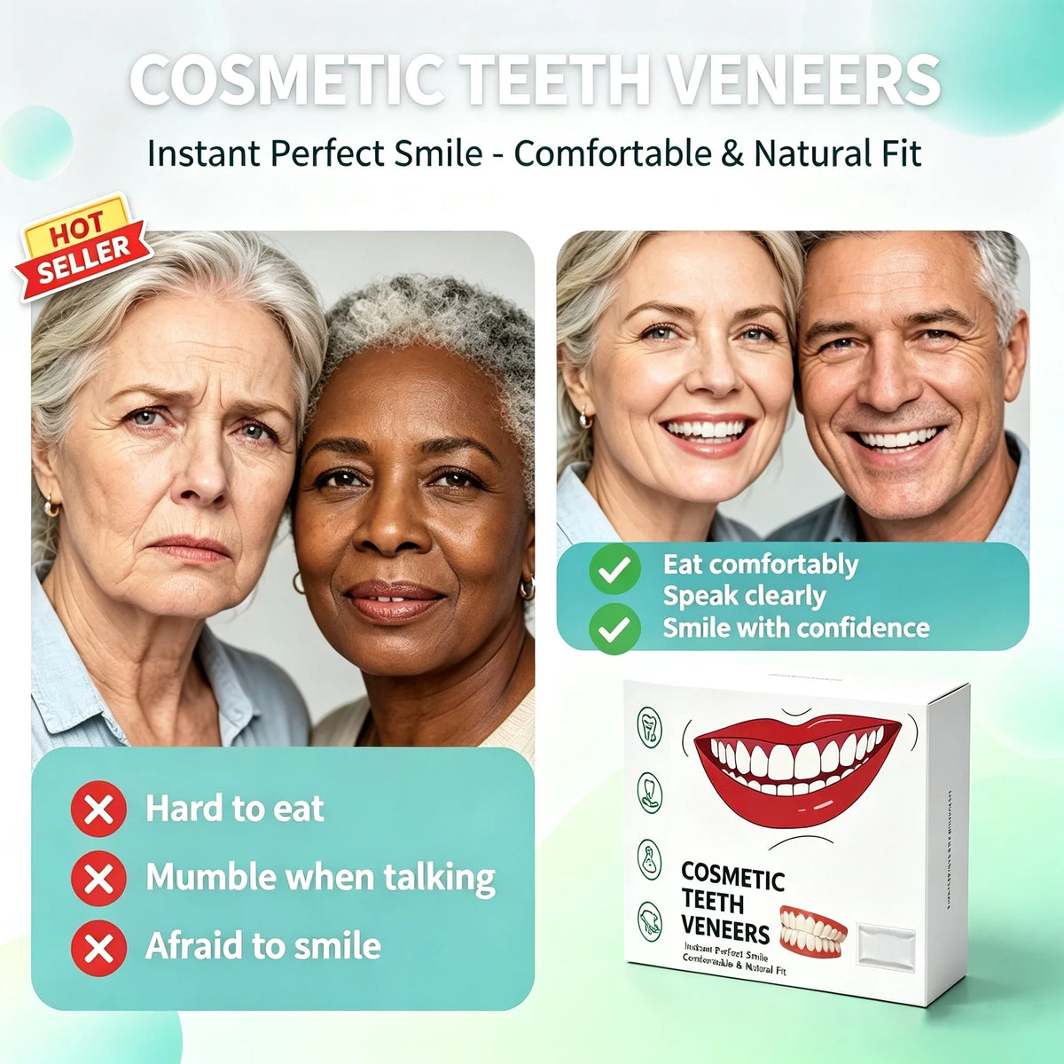 Comfortable Silicone Denture Set for Daily Oral Care