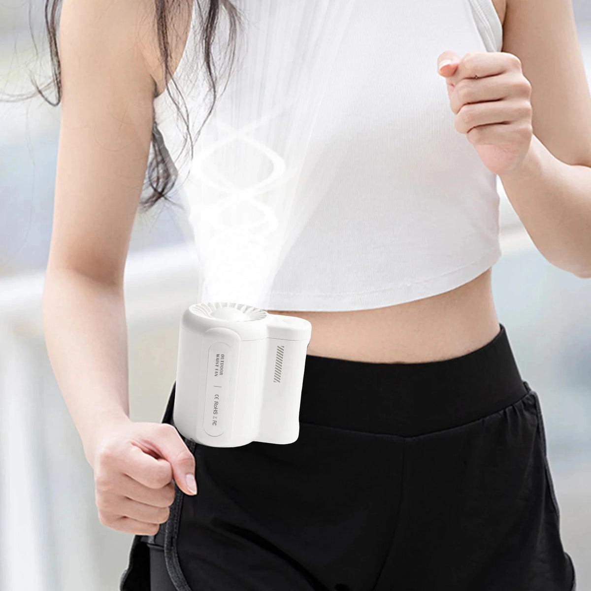 Portable Rechargeable Waist Clip Cooling Fan for Travel and Sports