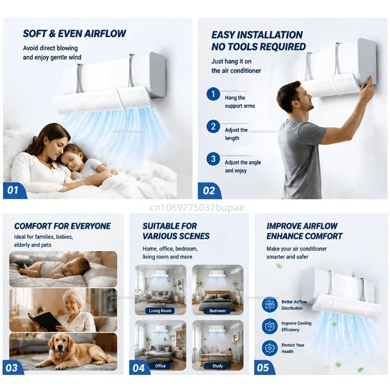 Adjustable Anti-Direct Blow Air Conditioner Wind Deflector - 10