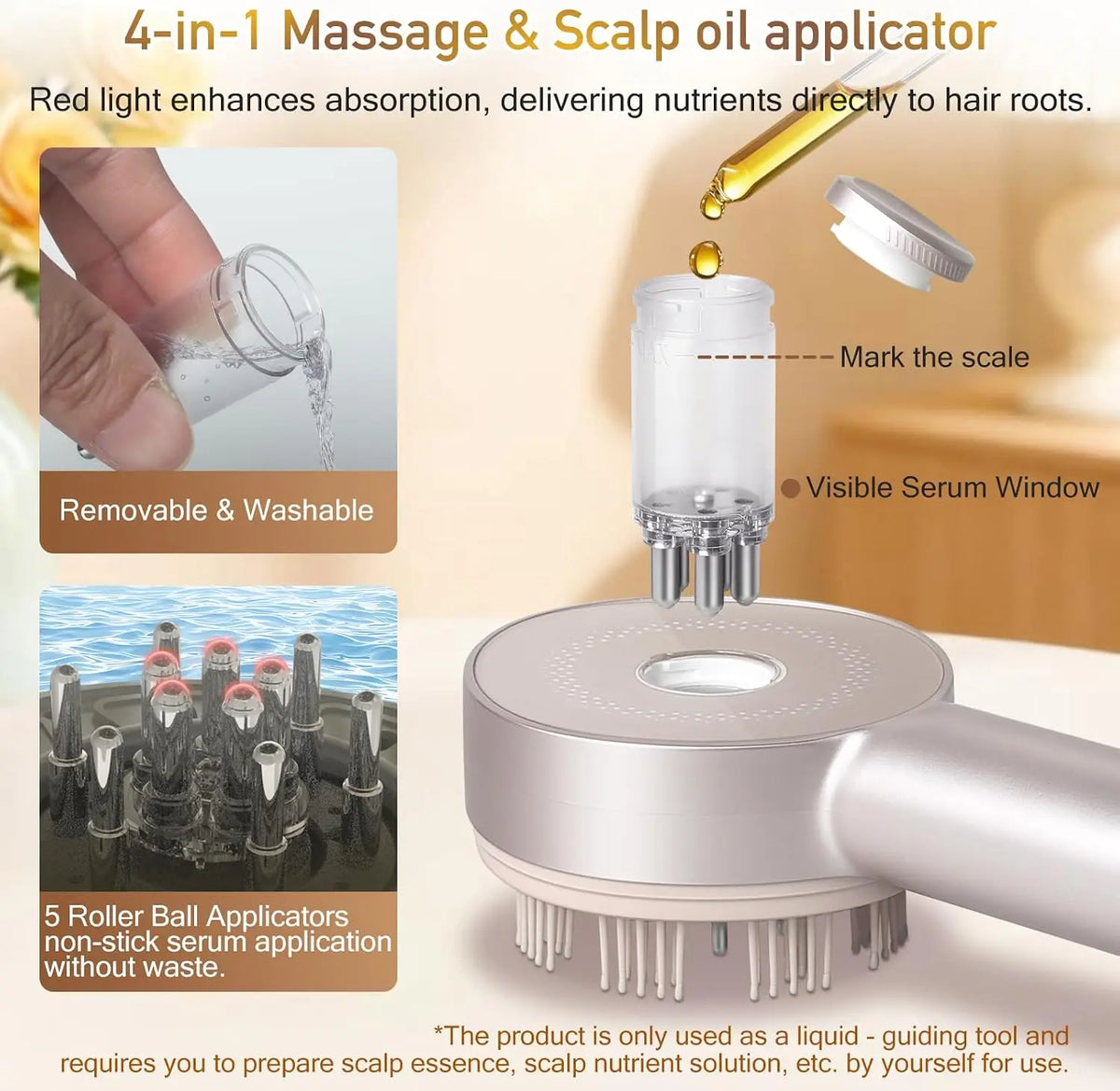 Electric Scalp Massager and Hair Serum Applicator Comb
