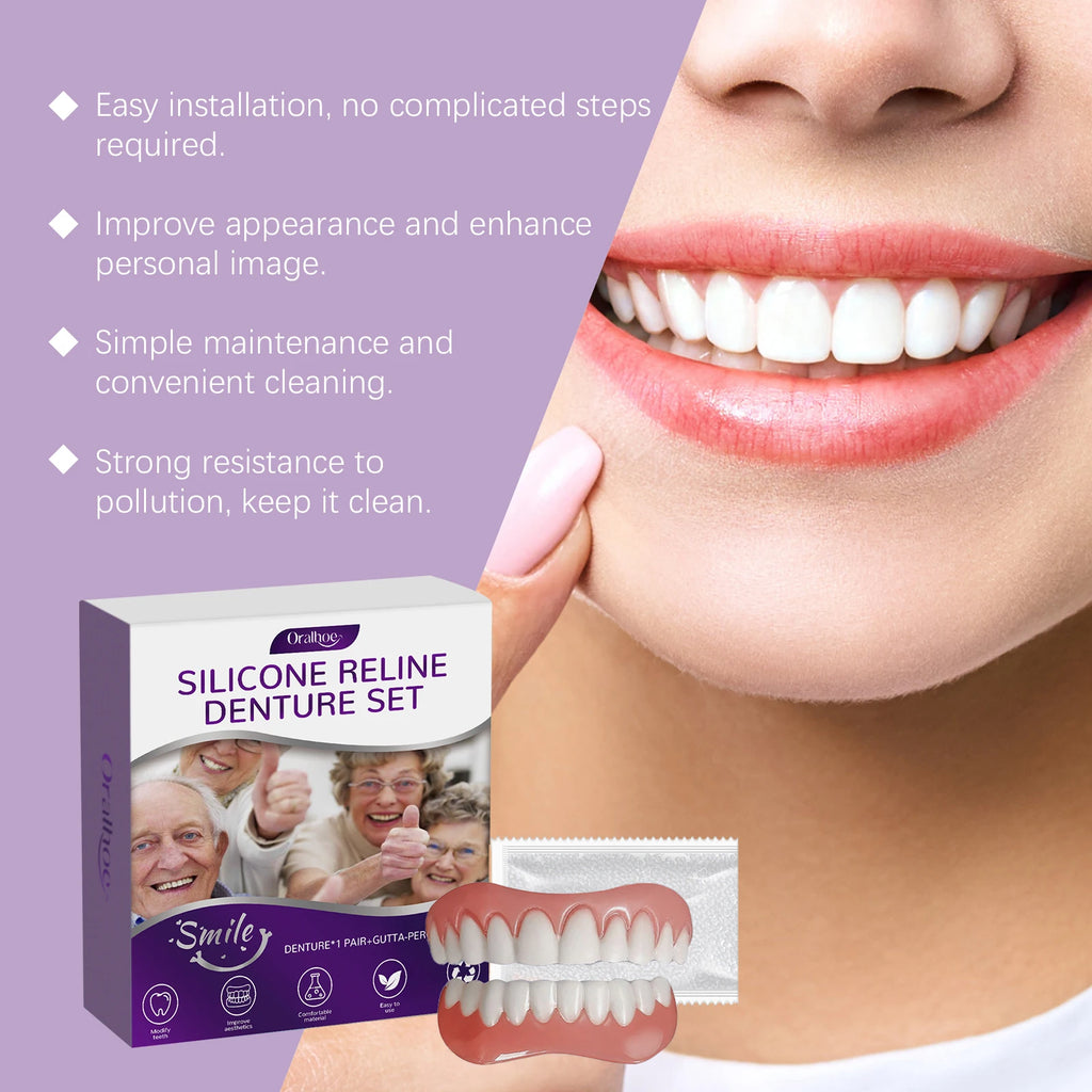 Cosmetic Silicone Denture Set for Natural Smile