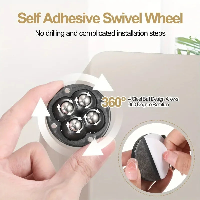 Self-Adhesive 360° Swivel Casters for Furniture and Appliances - 3
