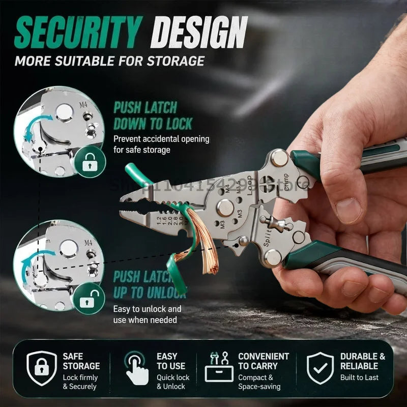 Multifunctional 18-in-1 Wire Stripping and Crimping Pliers