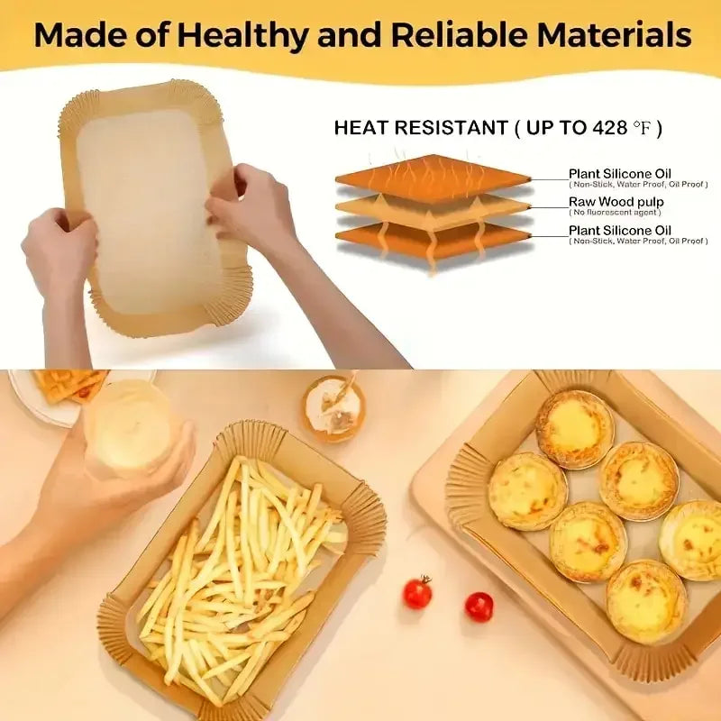 Rectangular Disposable Air Fryer Parchment Paper Liners