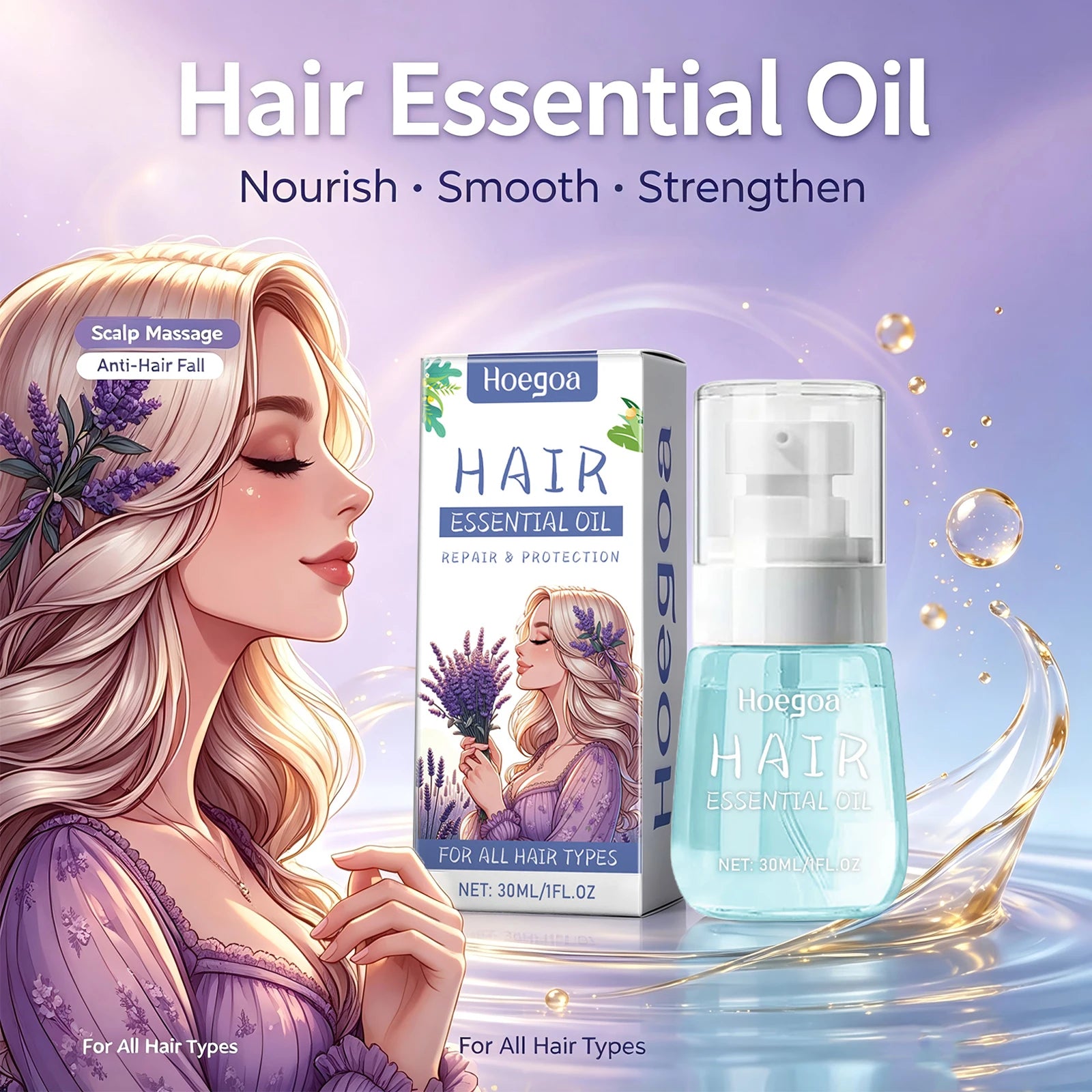 Lavender Hair Essential Oil for Repair and Anti-Frizz - 5