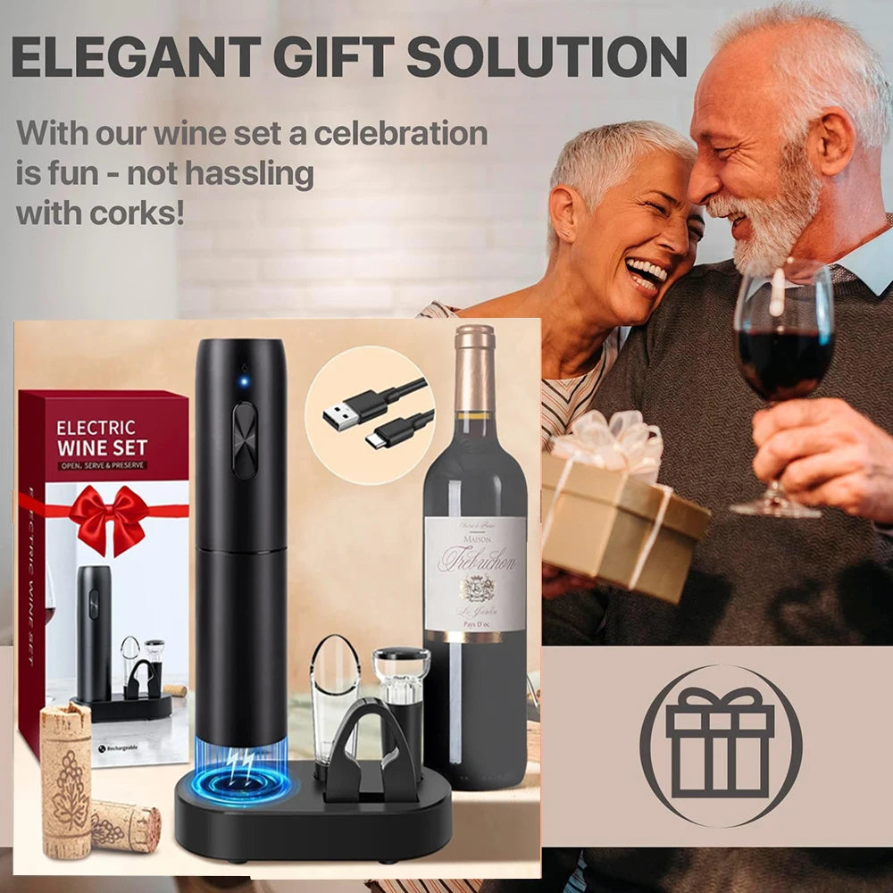 Automatic Rechargeable Electric Wine Bottle Opener Set
