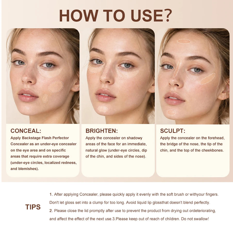 Full Coverage Waterproof Liquid Concealer for Dark Circles