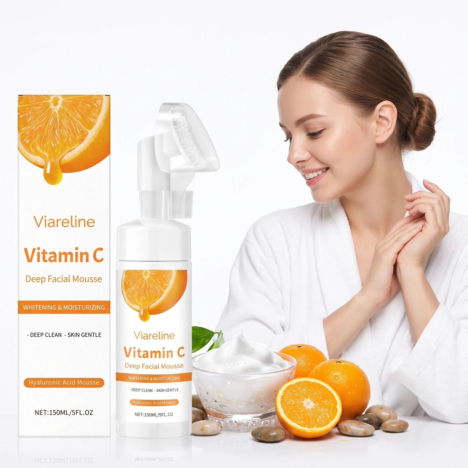 Vitamin C Brightening Facial Cleanser with Silicone Brush - 1