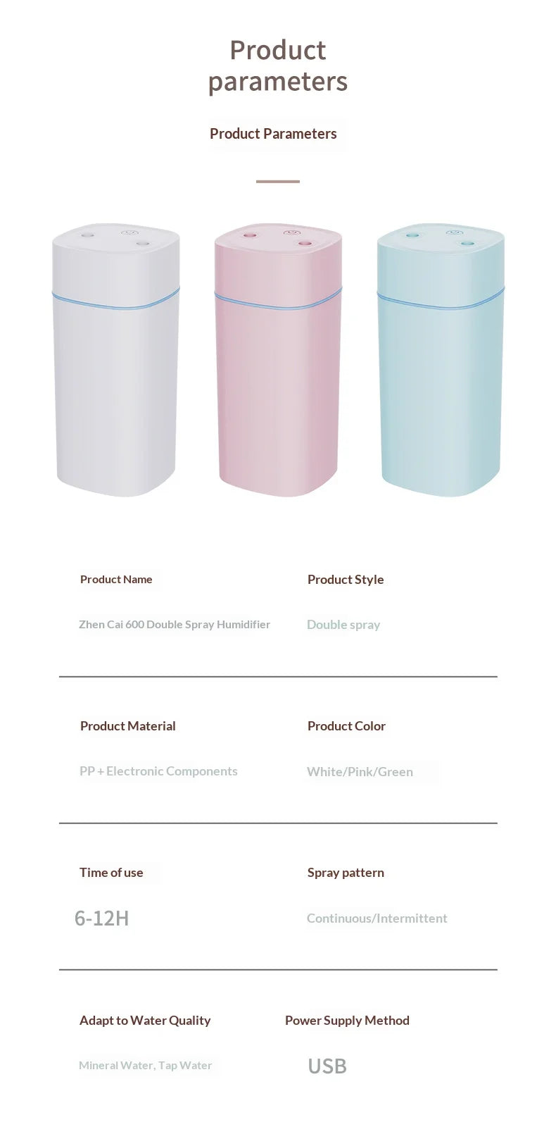 Portable Dual Spray Aromatherapy Desktop Humidifier - 16