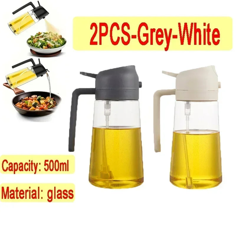 2-in-1 Glass Oil Dispenser and Kitchen Spray Bottle