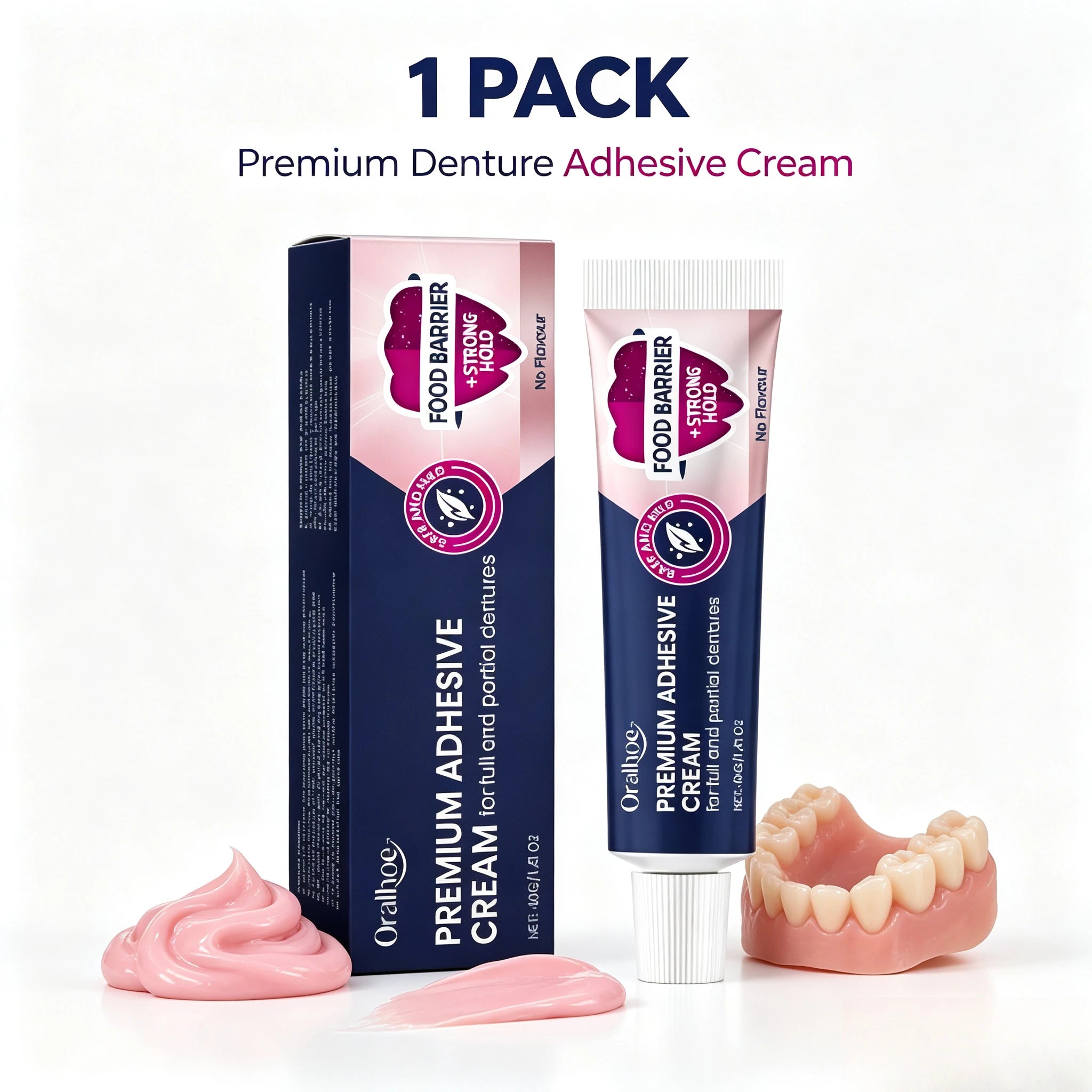 Strong Hold Denture Adhesive Cream for Full and Partial Dentures - 8