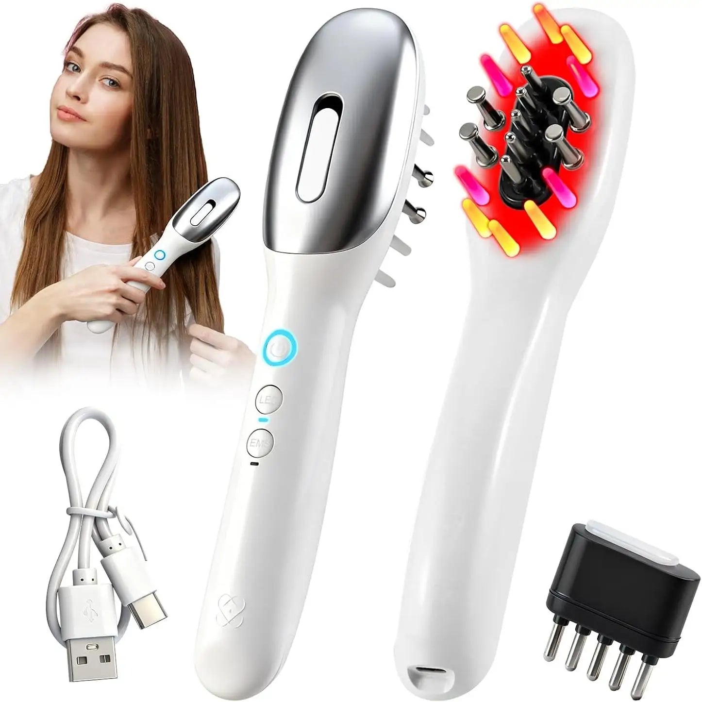 Electric EMS Scalp Massager and Hair Oil Applicator Comb - 1